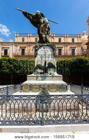 First World War Memorial In Noto, Sicily, Italy.