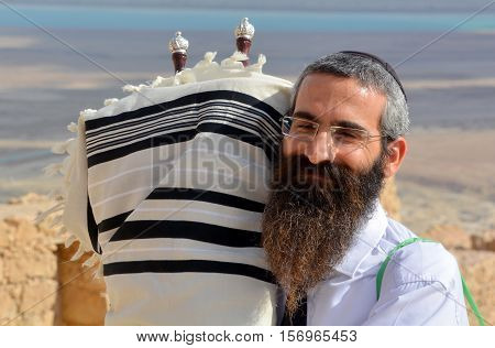 MASADA ISRAEL 04 11 16: Jews come to the desert fortress of Masada from every corner of the globe to celebrate the seminal rite of passage of their sons and daughters the Bar Mitzvah and Bat Mitzvah.