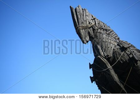 Monument of Trojan Horse in Canakkale cityi, Turkey.