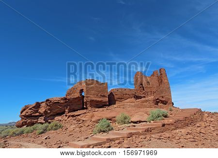 Ruins of Wukoki pueblo in Wupatki National Monument north of Flagstaff Arizona