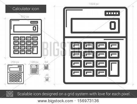 Calculator vector line icon isolated on white background. Calculator line icon for infographic, website or app. Scalable icon designed on a grid system.