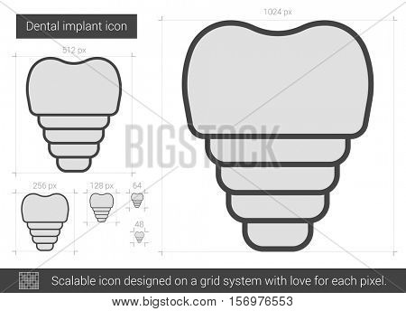 Dental implant vector line icon isolated on white background. Dental implant line icon for infographic, website or app. Scalable icon designed on a grid system.