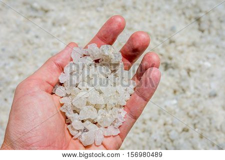 Holding Salt Crystals In Hand