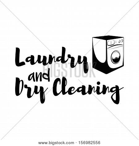 Washing Machine. Laundry Room And Dry Cleaning label and badge. Isolated On White Background