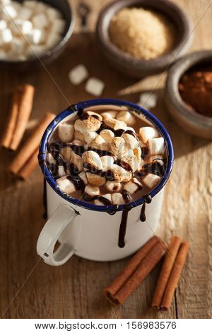 s'mores hot chocolate mini marshmallows cinnamon winter drink