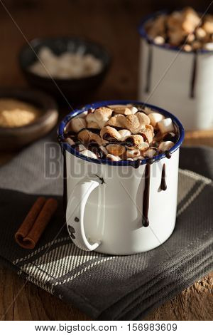 s'mores hot chocolate mini marshmallows cinnamon winter drink