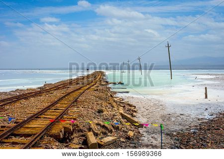 Old Railway At Chaqia (chakayan) Salt Lake, Qinghai, China