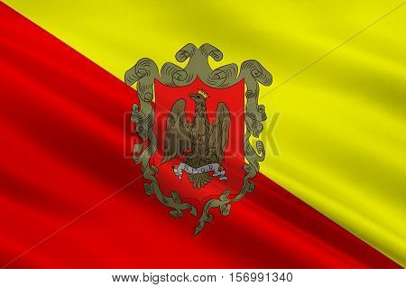 Flag of Palermo is a city in Insular Italy the capital of both the autonomous region of Sicily and the Metropolitan City of Palermo. 3d illustration