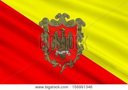 Flag of Palermo is a city in Insular Italy the capital of both the autonomous region of Sicily and the Metropolitan City of Palermo. 3d illustration