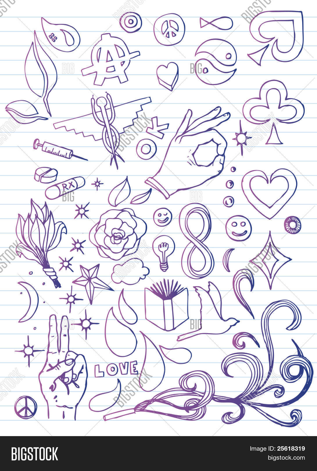 Lined Paper Doodles Vector & Photo (Free Trial) Bigstock