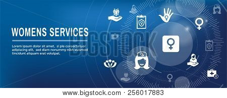 Women's Health Services Icon Set Web Header Banner - Abstract Design Obgyn / Salon Set