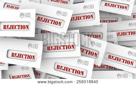 Rejection Bad News Rejected Letter Envelopes 3d Illustration