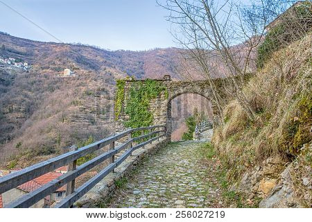The Stone Arch In The Village Of Senarega, Genoa, (genova), Val Brevenna, Liguria, Italy