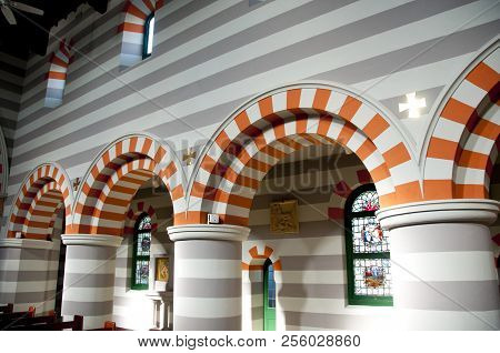 Geraldton, Australia - August 21, 2018: Interior Of St Francis Xavier Cathedral Built In 1926