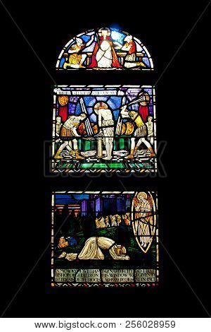 Geraldton, Australia - August 21, 2018: Beautiful Stained Glass Of St Francis Xavier Cathedral