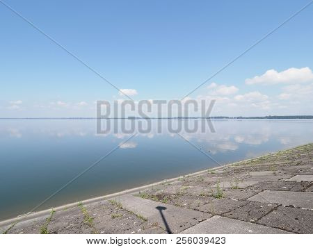 Cool Shore And Landscapes Of Artificial European Goczalkowice Reservoir In Poland With Beauty Clouds