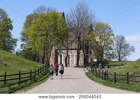 Uppsala, Sweden On May 10. Outdoor View At Old Upsala Protection Area, The Kings Mounds Of The Legen