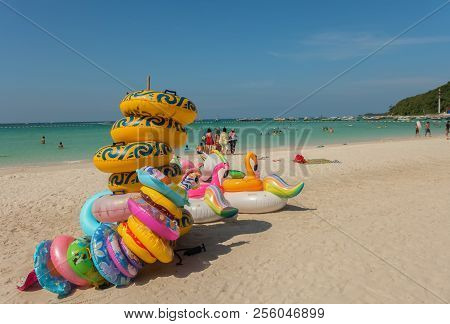 Koh Larn, Thailand - October 23, 2016: A Beach This Is One Of The Beaches Of Koh Larn On A Sunny Day