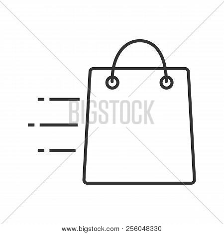 Flying Shopping Cart Linear Icon. Thin Line Illustration. Fast Purchases. Quick Online Shopping. Con