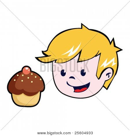 desenho de um menino e um muffin Cartoon