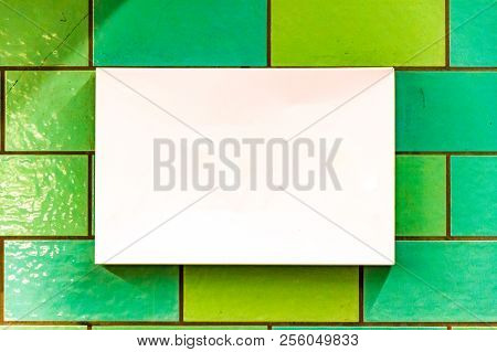 White Rectangular Panel With Copyspace On A Tiled Wall