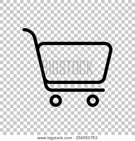 Shopping Cart Icon. Simple Linear Icon With Thin Outline. On Tra