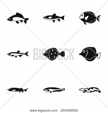Fish Icons Set. Simple Illustration Of 9 Fish Icons For Web