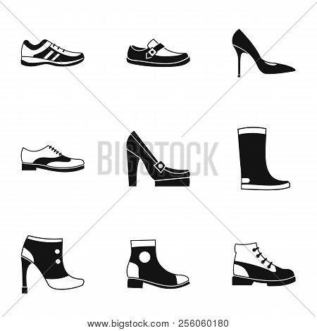 Footgear Icons Set. Simple Illustration Of 9 Footgear Icons For Web
