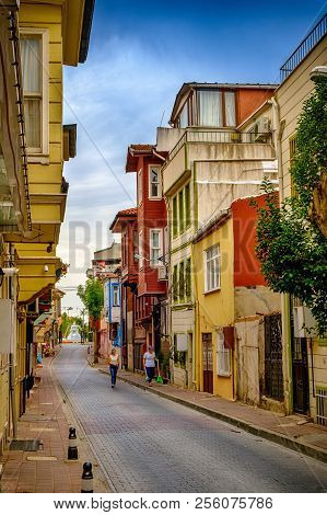 Istanbul, Turkey. Sultanahmed. Colored Houses On The Streets Of The Old City.