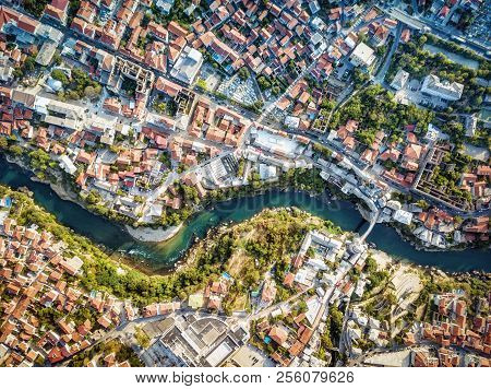 Mostar Drone Aerial, Bosnia And Herzegovina