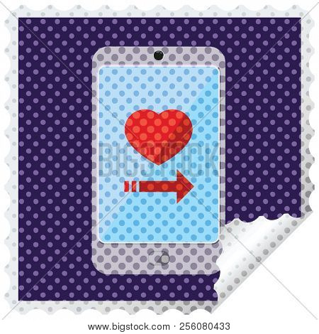 dating app on cell phone graphic square sticker stamp