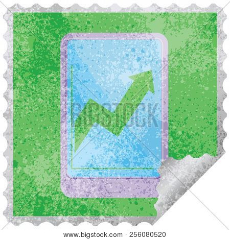electronic tablet showing business performance graphic square sticker stamp