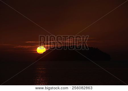 The Beautiful Iisland Sunset View Along The Beach