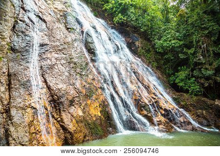 Namuang Waterfall On Koh Samui Island, Thailand In A Summer Day