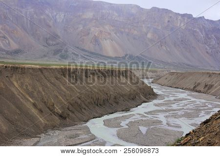 Sand Carvings By River Near Sarchu, Ladakh, Jammu And Kashmir, India