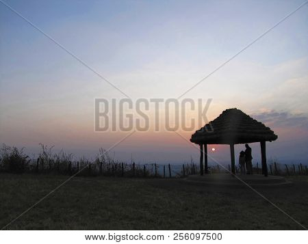 Sunset At Bamhni Dadar In Kanha Tiger Reserve, Kanha Tiger Reserve, Madhya Pradesh, India