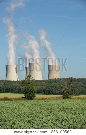 Mochovce Nuclear Power Plant.smoke Rises From Chimneys
