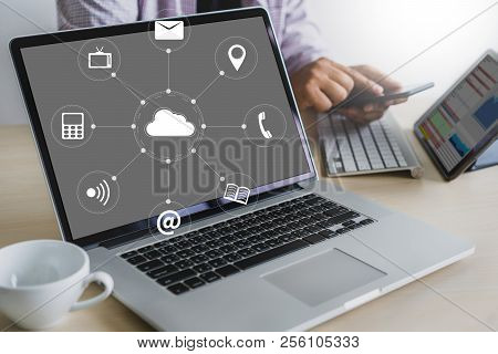 Cloud Service (cloud Computing Diagram On The New Computer Interface)