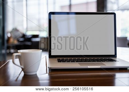 Mock Up Using Laptop With Blank Screen Computer Modern