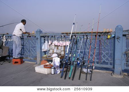fisker på Bosporus, istanbul, Tyrkiet