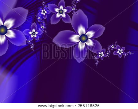 Fractal Image, Original Template For Inserting Text. Floral Design With Place For Text. Graphic Desi