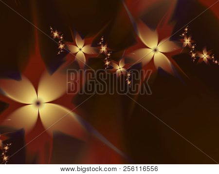 Fractal Image, Original Template For Inserting Text. Fantasy Floral Design With Place For Text. Grap