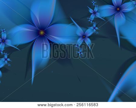 Fractal Image, Original Template For Inserting Text. Floral Design With Place For Text. Graphic Desi