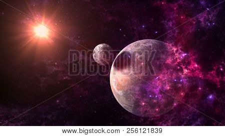 Planets and galaxy, science fiction wallpaper. Beauty of deep space. Billions of galaxy in the unive