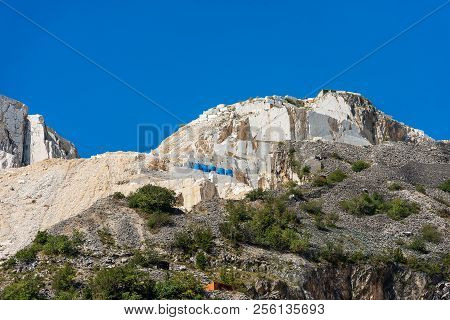 The Apuan Alps (alpi Apuane) With The Famous Marble Quarries (carrara White Marble). Tuscany, (tosca