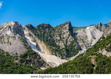 The Apuan Alps (alpi Apuane) With The Famous Marble Quarries (carrara White Marble). Tuscany, (tosca
