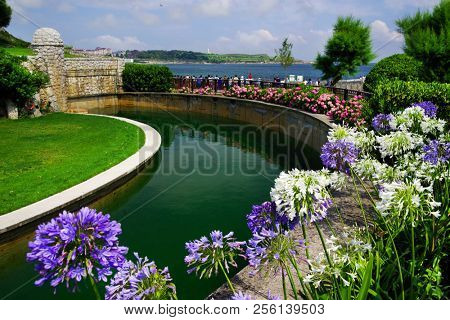 SANTANDER, CANTABRIA, SPAIN, JULY 27, 2018: View of the famous Santander resort in Cantabria, Spain, Europe