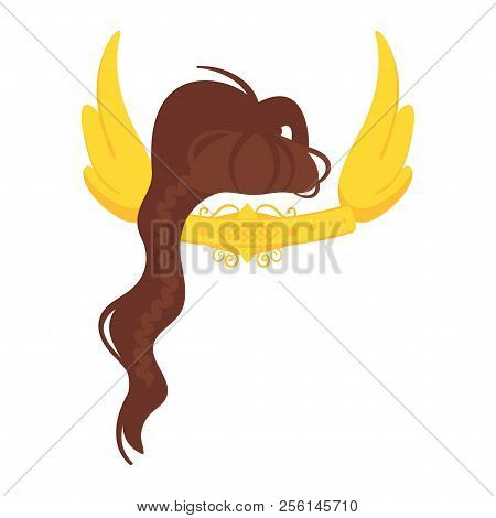 Vector Cartoon Style Viking Helmet With Beard Face Element Or Carnival Mask. Decoration Item For You