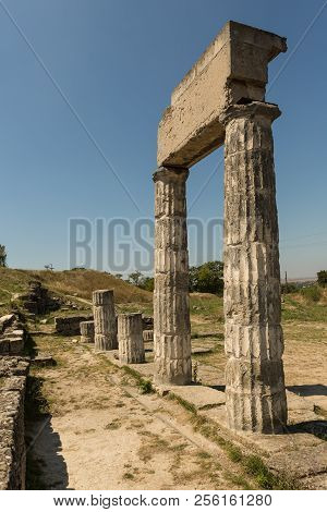 Ancient Ruins Of Ancient Panticapaeum In Kerch, Crimea On Mount Mithridates