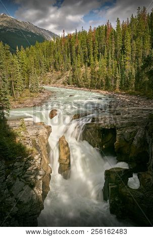 Sunwapta Falls, Jasper National Park. Sunshine On Sunwapta Falls. Jasper National Park. Alberta, Can